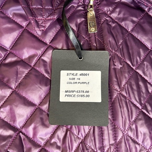 BELLA BICCHI Purple Quilted Coat Jacket sz 16 Lined Lightweight Pockets Short - Picture 10 of 12